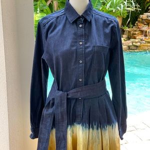 MaxMara Weekend Dorina Denim Tie Dyed Dress Size 8 NWT